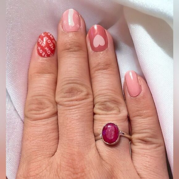 Genuine Ruby Sterling Silver Ring Size 7 3/4 Artisan Made NWOT - Picture 5 of 7